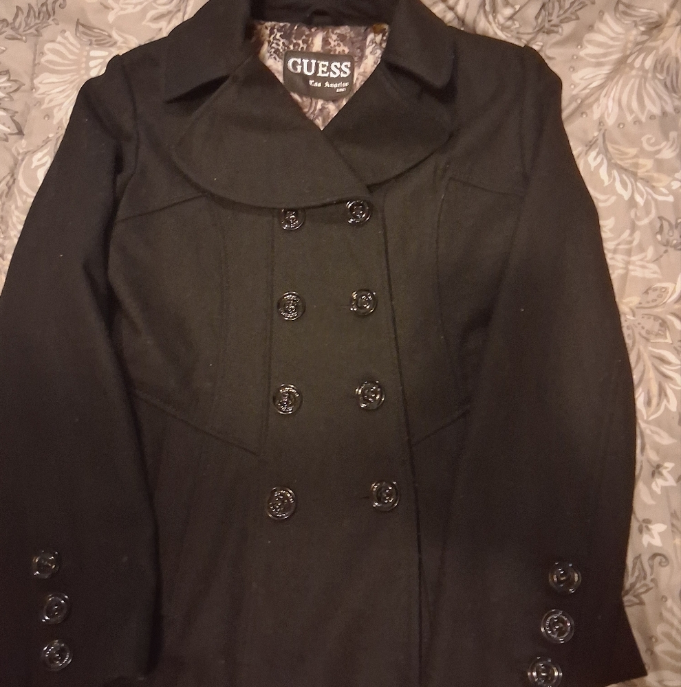 Guess Black Classic Pea Coat